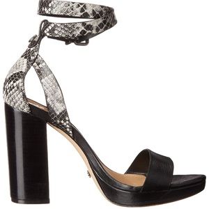 Schutz Kauana Snake Skin Platform Block Heel Sandal